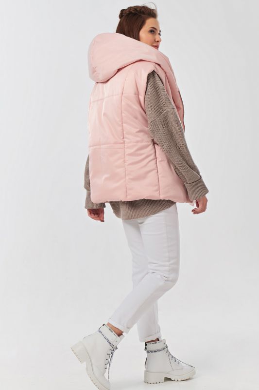 Zippered overcoat with hood in pink