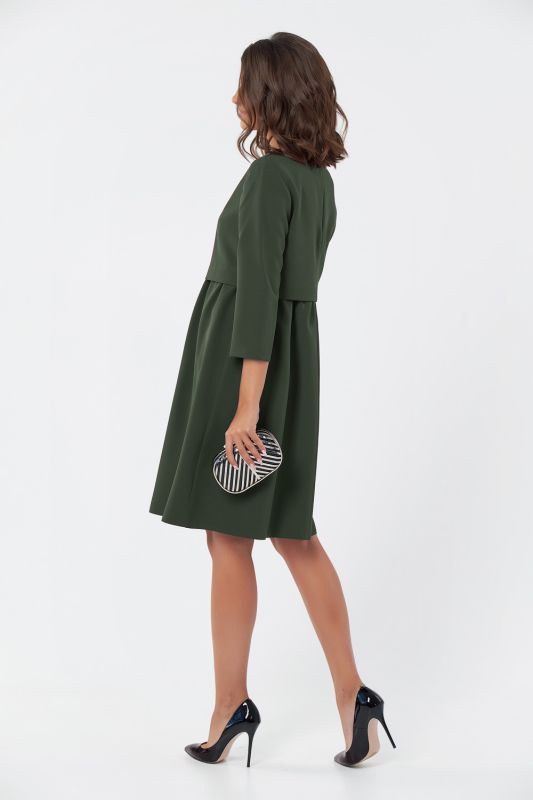 Loose casual dress with gathering at the waist dusty green