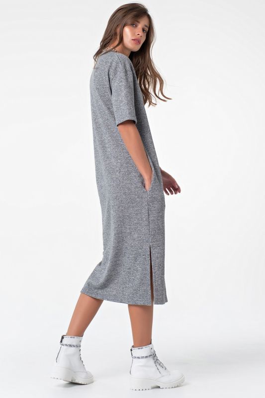 Grey melange futer midi dress