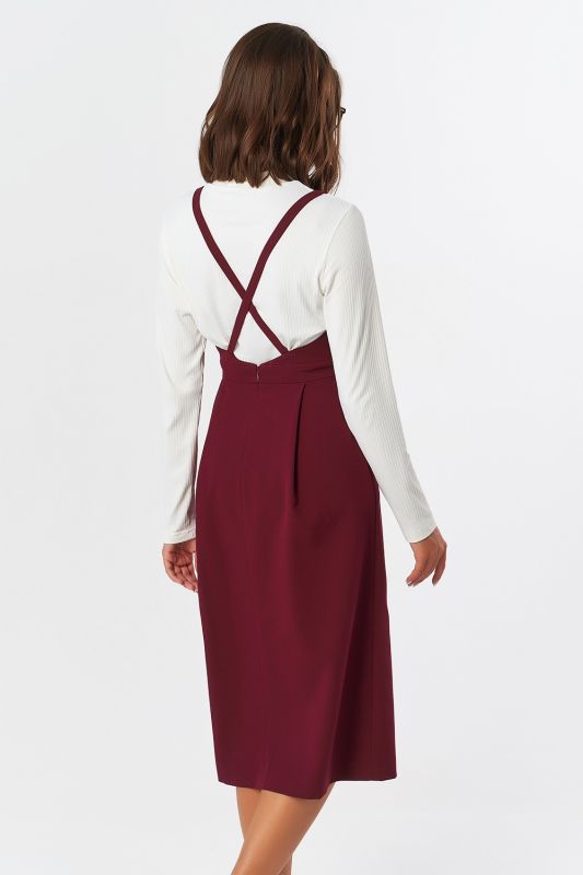 Office midi sundress with wine blouse