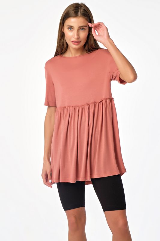 Terracotta viscose long summer T-shirt