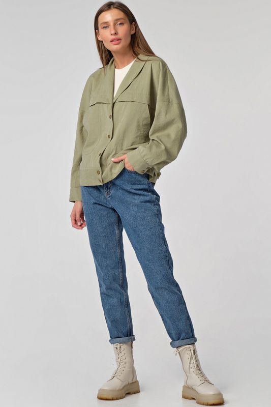 Oversize windbreaker with khaki cotton pockets