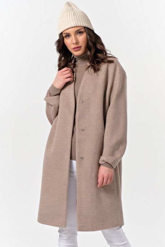 Beige straight wool demi coat