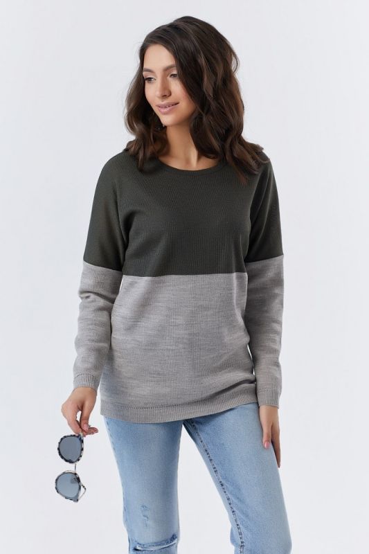 Grey-green wool knitted sweater