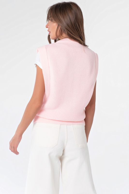 Oversize knitted vest in pink