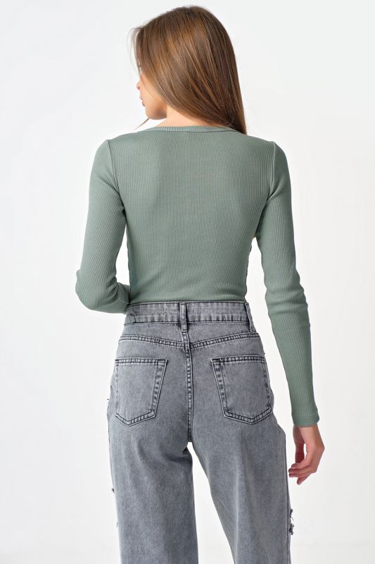 Long sleeve knitted body with mint color