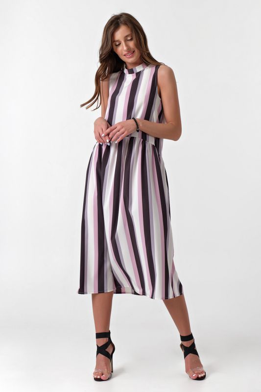 Pink striped loose midi summer dress