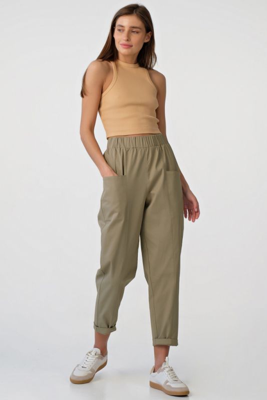 Summer pants banana pants with elastic band made of khaki cotton