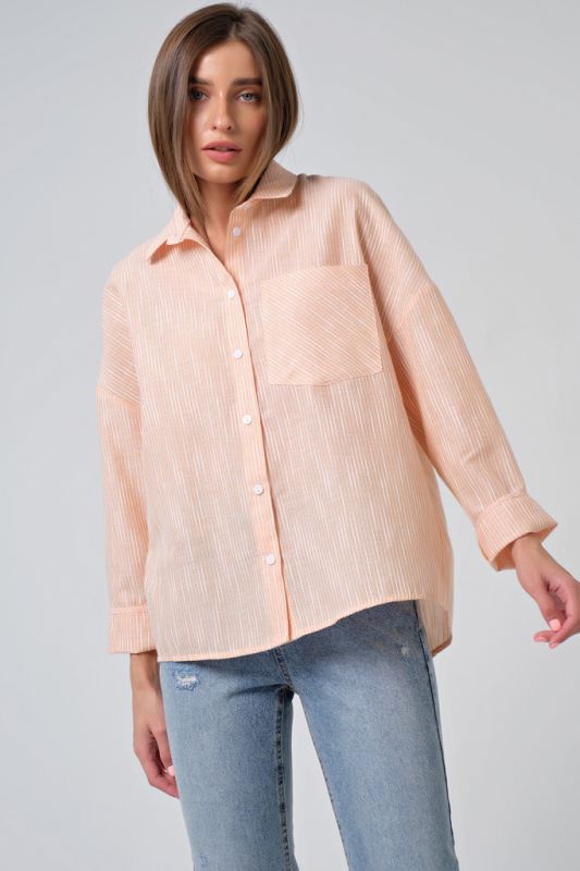 Striped Cotton Summer Oversize Shirt on Peach