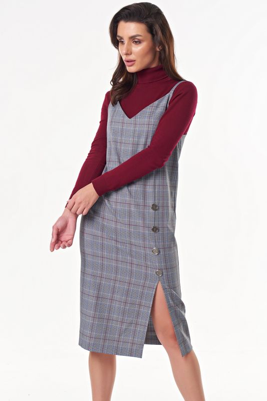 Long Long Sarefan with Slit on the leg in plaid Glencheck