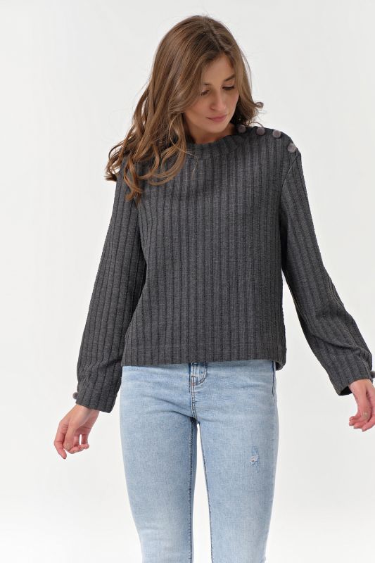 Free knitted sweater with stripes on dark gray