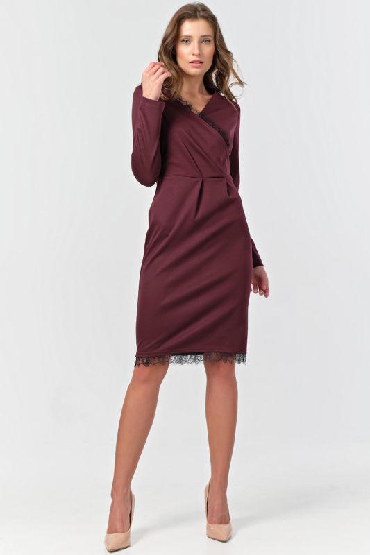 Dark maroon dress with a flap on the chest