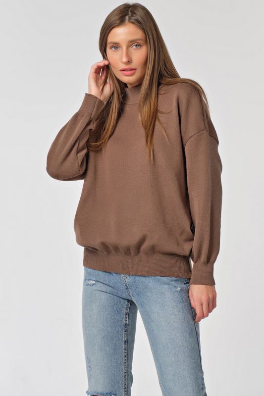 Coffee wool free silhouette varsity sweater