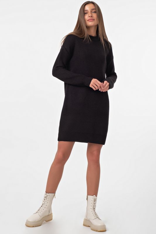 Short wool knitted dress black