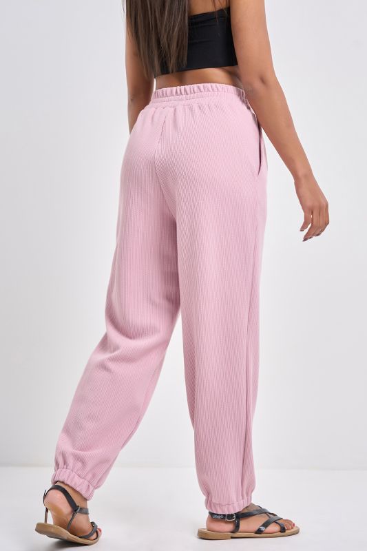 Textured knit pants dusty pink