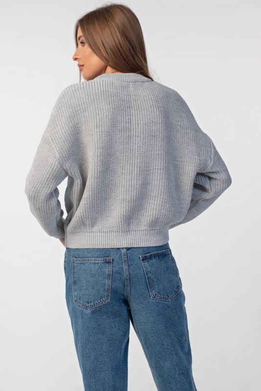 Grey melange cotton over-size knitted sweater