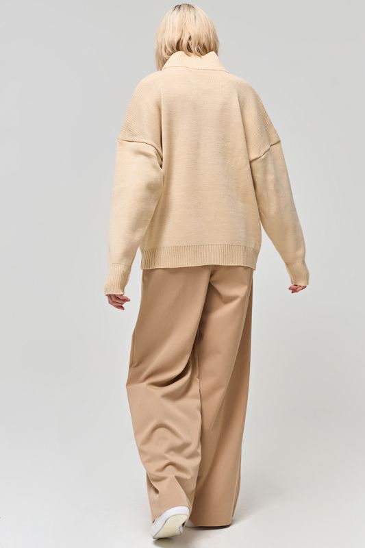 Cream-brulee melange voluminous sweater