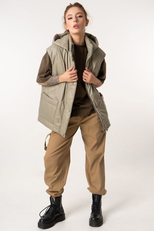 Overcoat insulated overcoat with hood with zipper Olive