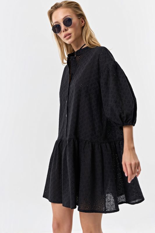 Cotton loose lace summer dress black