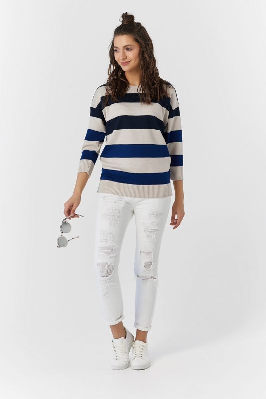 Classic striped knitted sweater blue