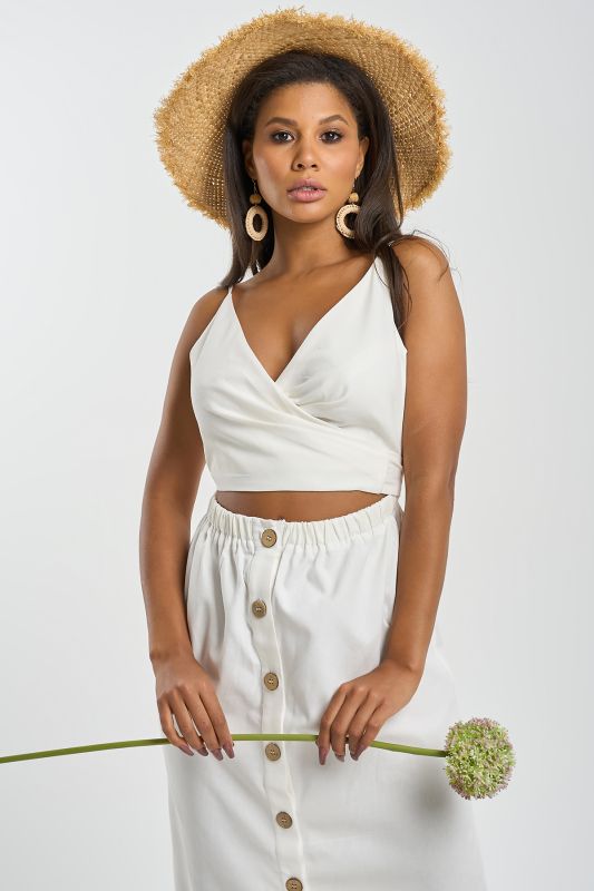 Cotton dress with cut-off waist white