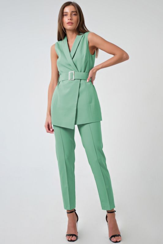 Mint office pants suit with vest