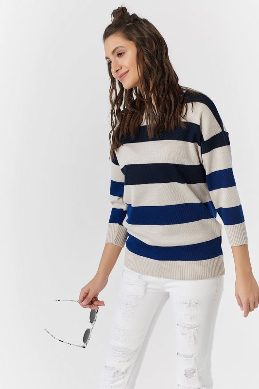 Classic striped knitted sweater blue