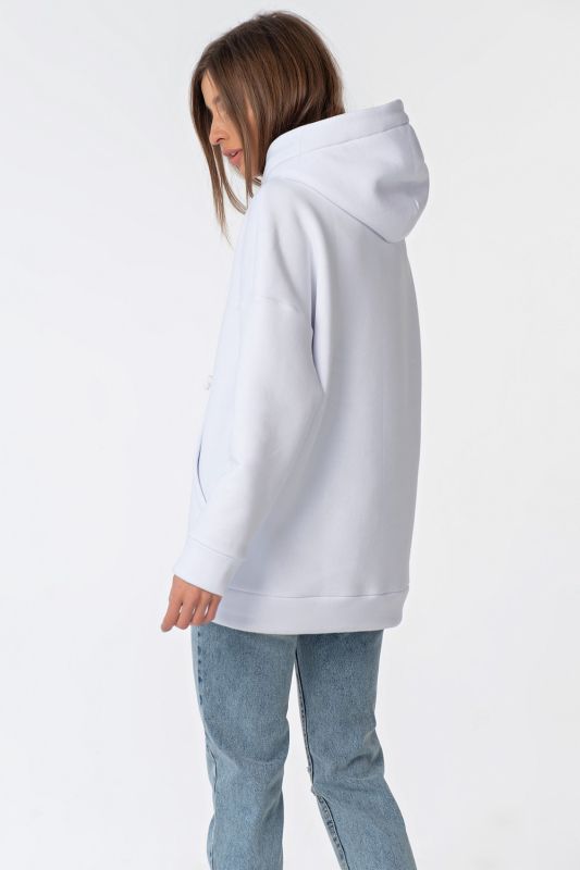 Warm fleece hooded over-size hoodie white