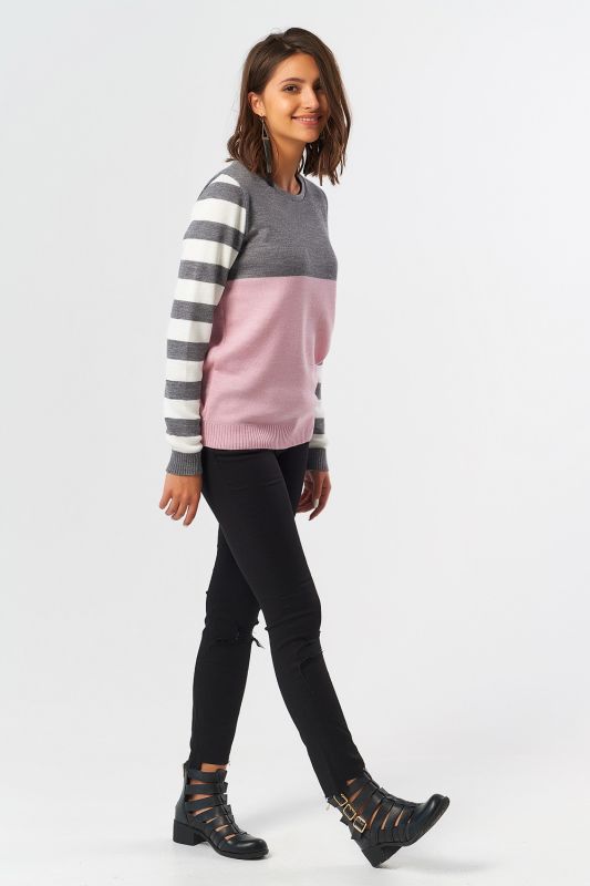 Classic striped knitted sweater in pink