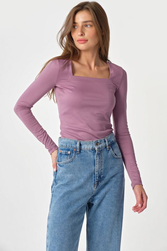 Longsleeve knit with square neckline lavender