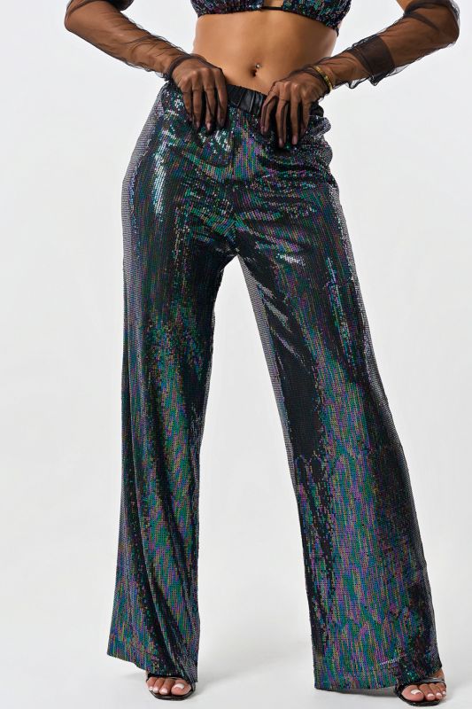 Evening pants in sequin multicolor