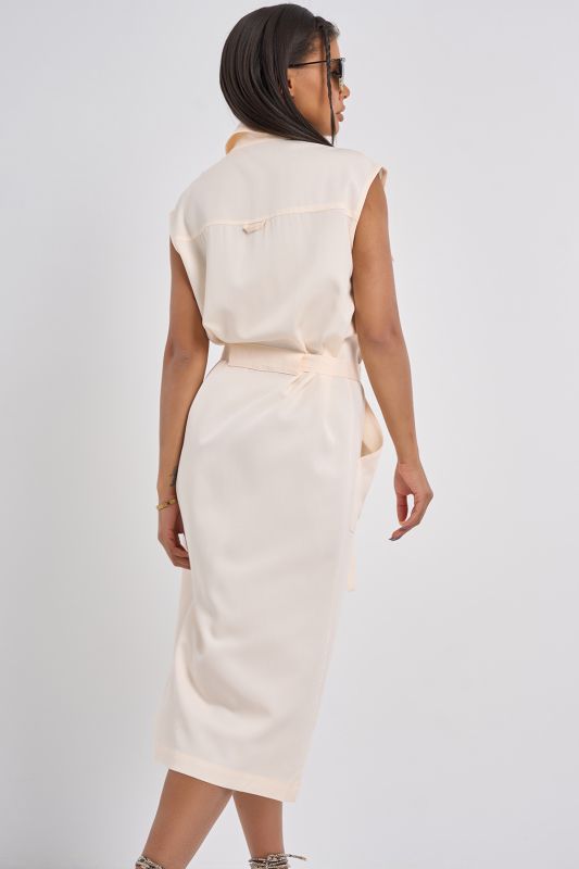 Straight silhouette safari dress, milk color