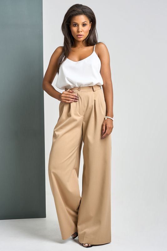 Beige palazzo pants with high waist