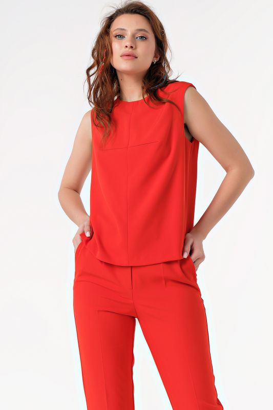 Summer pants suit with top red