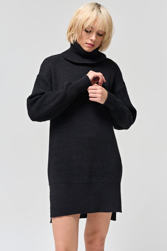 Black melange cotton knitted dress