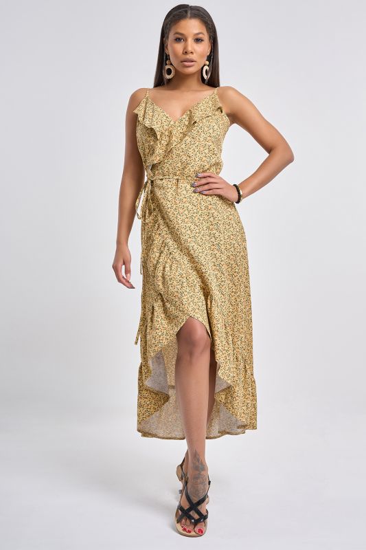 Sundress in small floral mustard