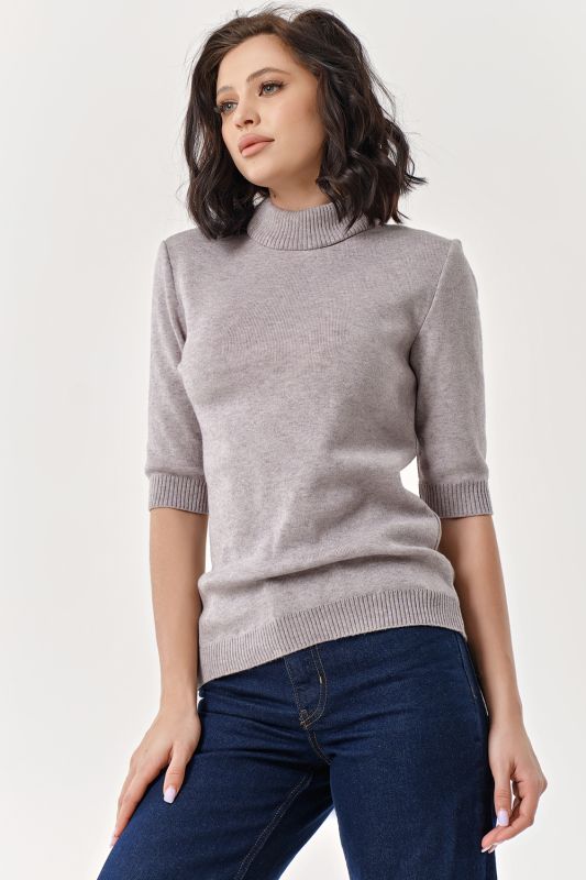 Short sleeve wool knitted sweater gray melange