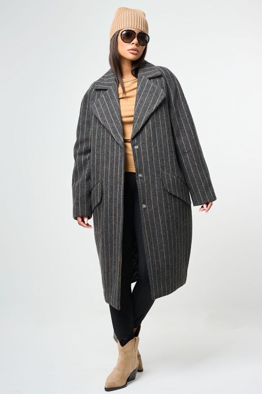 Long wool coat with insulated lining graphite