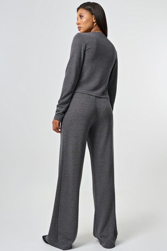 Wide pants made of openwork knit with lurex gray