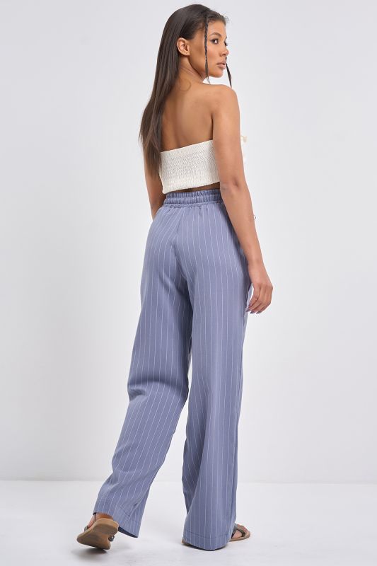 Indigo Striped Cotton Trousers