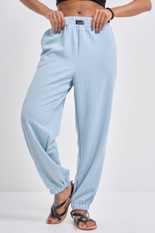 Textured knit pants dusty blue