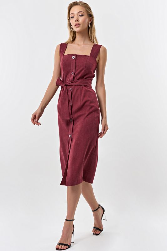 Office sundress with buttons on the front burgundy