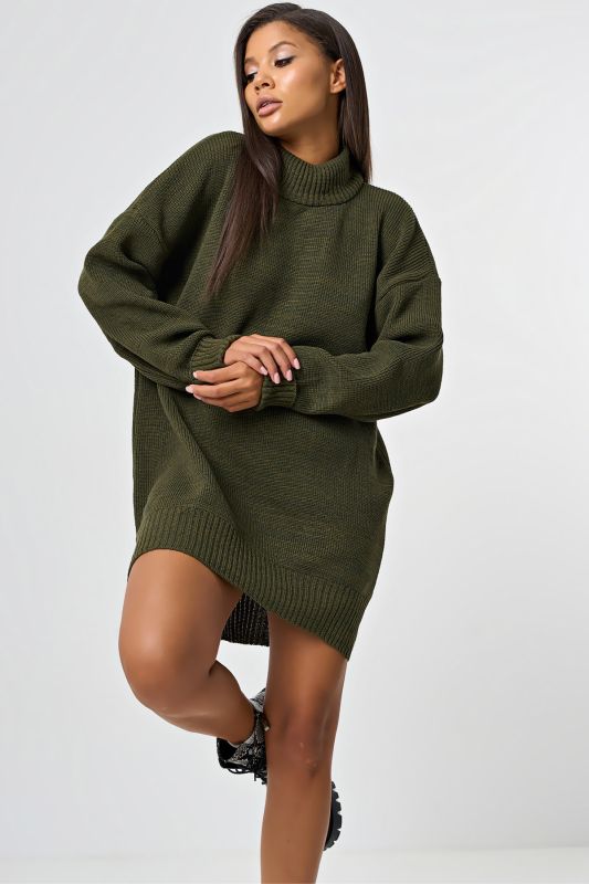 Free silhouette knitted sweater dress khaki melange