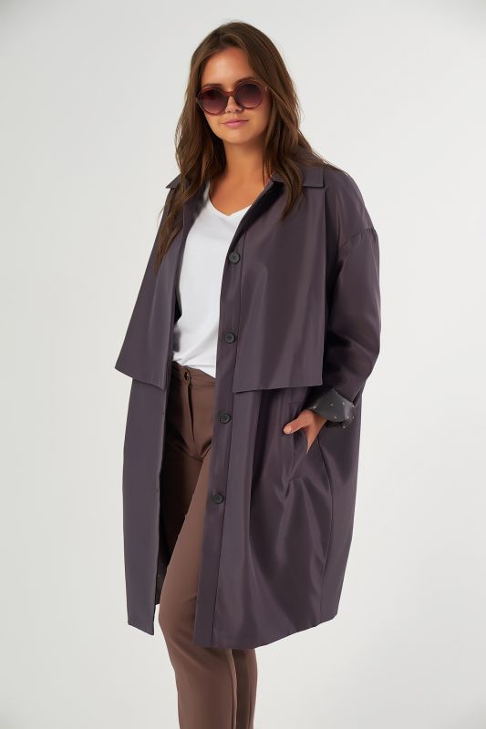 Long summer raincoat large size dark gray