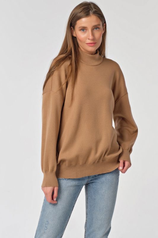 Camel wool loose knit sweater jacket