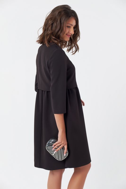 Black loose casual dress with gathers