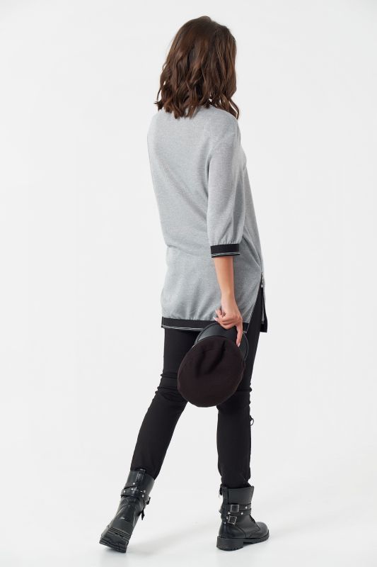 Sporty knitted tunic with lurex gray