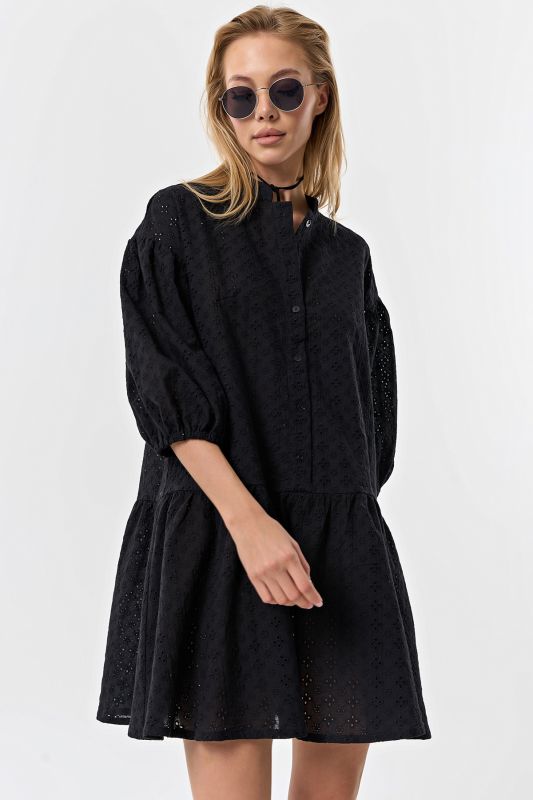 Cotton loose lace summer dress black