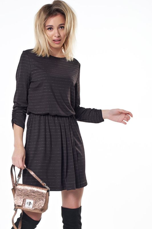 Short striped knitted dress on black