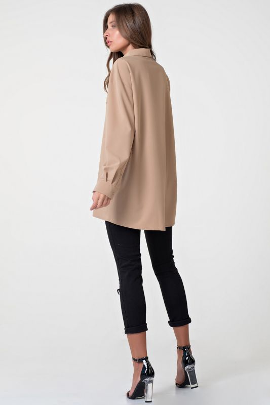 Beige Long Straight Oversize Shirt